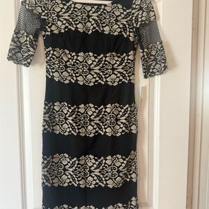 Elegant Black and Cream Lace Dress
